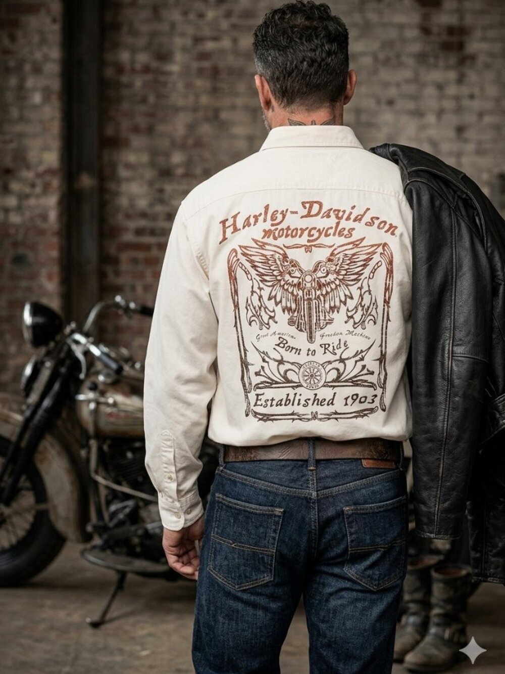 Harley-Davidson "Born to Ride" Long Sleeve Button Down Shirt XL